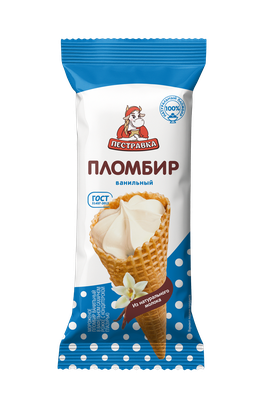 Мороженое Пестравка рожок пломбир ванильный 110г