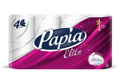 Бумага туалетная Papia Elite Белая 4 сл. 8 рул.*7