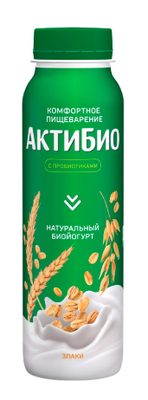 Биойогурт АктиБио питьевой обогащенный Злаки 1,6% 9*260г