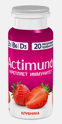 Кисломолочный напиток Актимуно клубника/цинк 1,5% 24*95г