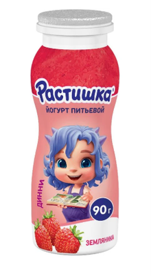 Йогурт Растишка питьевой земляника 1,6%, 24*90г