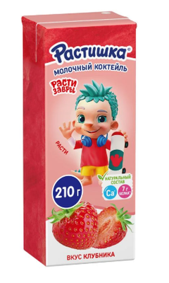Коктейль молочный Растишка для детей клубника 2%, 18*210мл