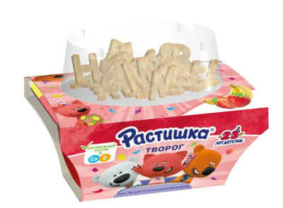 Творог Растишка клубника-банан с печеньем детский 3,5%, 8*108г
