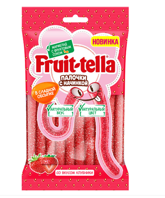 Жевательный Мармелад Fruittella палочки с начинкой со вкусом клубники 85 г