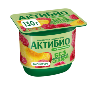 Биойогурт АктиБио обогащенный персик малина 3% 12*130г