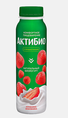 Биойогурт АктиБио питьевой обогащенный клубника земляника 1,5% 9*260г