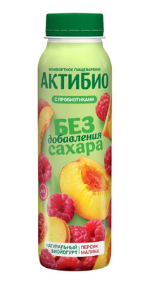 Биойогурт АктиБио питьевой обогащенный персик малина 1,5% 9*260г