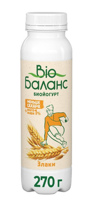 Биойогурт Bio Баланс питьевой со злаками, 1%, 270 г