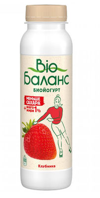 Биойогурт Bio Баланс питьевой клубника, 1%, 270 г