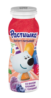 Йогурт Растишка питьевой обогащенный Пломбир с голубикой 1,6% 90г