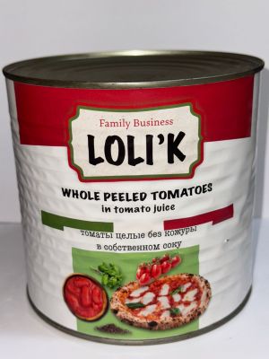 Томаты LOLIK целые без кожуры в с/с ж/б 2,55 кг (2 шт)
