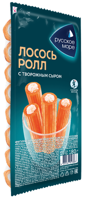 Палочки лососевые Русское море Лосось-ролл имит с сыром пастер охл 180