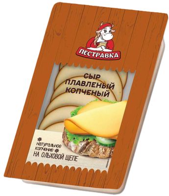 Сыр Пестравка плавленый копченый, мдж 40%, слайсы 150г