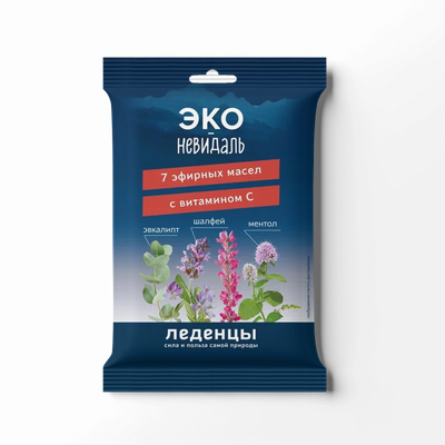 Мини-карамель Эко-Невидаль леденцовая микс (с шалфеем и витамином С, со вкусом эвкалипта и ментола), 60г