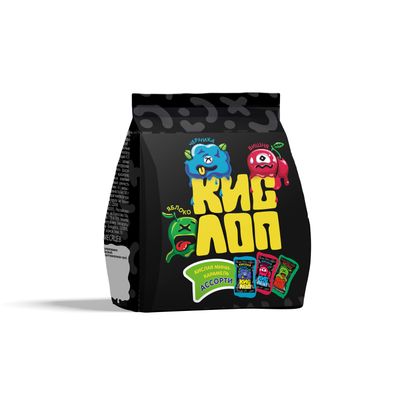 Мини-карамель леденцовая Кислоп с начинкой микс, фас. 0,2 кг * 8 шт (со вкусом яблока, со вкусом вишни, со вкусом черники)