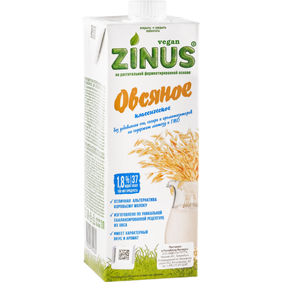 Молоко Zinus овсяное 3,2% 1л