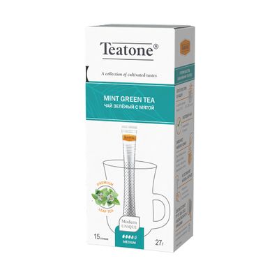 Зеленый чай с мятой, TEATONE, 12*(15шт*1,8г)