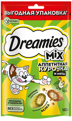 Лакомство для кош Dreamies с добавлением кур/мята 12*140г