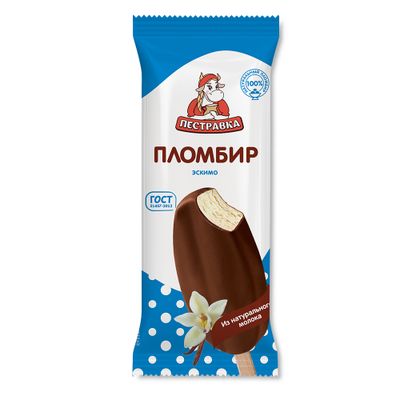 Мороженое эскимо Пестравка пломбир в шоколадной глазури 12% 65г