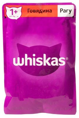 Влажный корм Whiskas для кошек, рагу с говядиной, 75г
