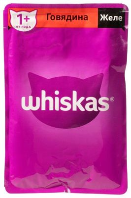 Влажный корм Whiskas для кошек, желе с говядиной, 75г