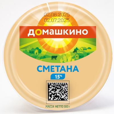 Сметана Село Домашкино 15% 300г стакан