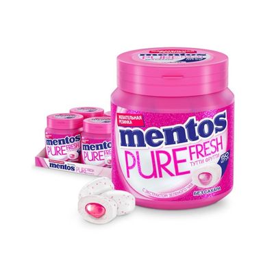 Жевательная резинка Mentos Pure Fresh Тутти-Фрутти,  банка, 100г