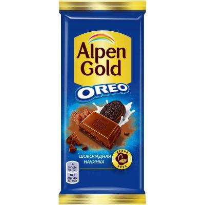 Шоколад Alpen Gold молочный Ванильная начинка и кусочки печенья, 85г