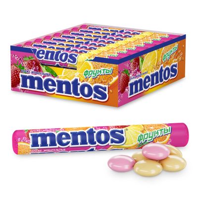Драже жевательные Mentos Фрукты, 37,5г