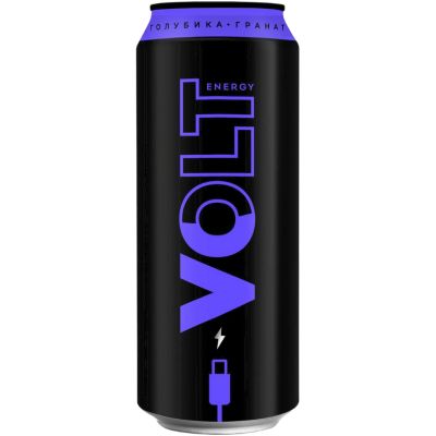 Энергетический газированный напиток VOLT ENERGY безалкогольный со вкусом голубики и граната ж/б 0,45*24