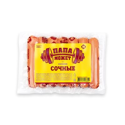 Сосиски Папа Может Сочные п/о в/у 0.35кг
