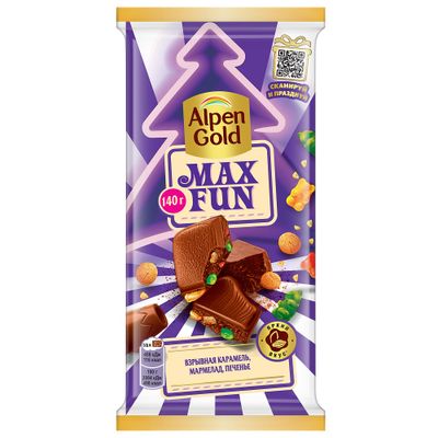 Шоколад  МaxFan карамель/мармелад/ печенье/ АльпенГольд. 140г.