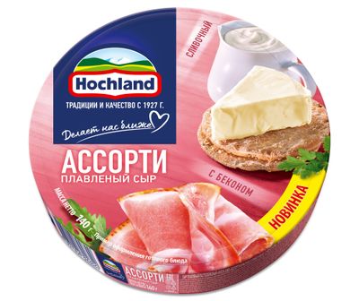 Плавленый сыр Hochland Ассорти красное 50% 10шт*140гр (Россия)