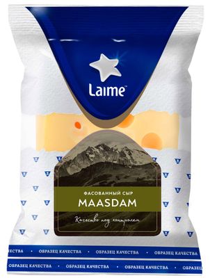 Сыр LAIME Маасдам твердый 45% фас 10шт*200 гр (Россия, Спб)КП