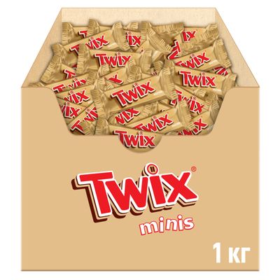 Шоколадные конфеты Twix minis с карамелью и печеньем, 1 кг