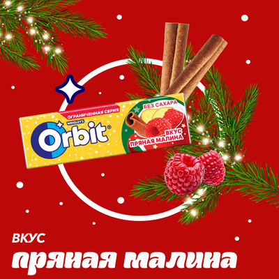 Жевательная резинка Orbit Пряная малина без сахара, 13,6 г