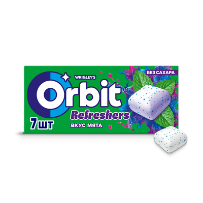 Жевательная резинка Orbit Refreshers, освежающие кубики со вкусом мяты, без сахара, 16 г