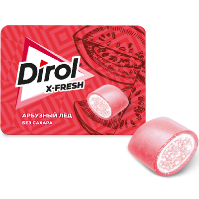 Жевательная резинка DIROL X-FRESH Арбузный Лед без сахара с арбузным вкусом, 16г