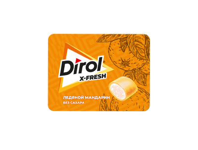 Жевательная резинка DIROL X-FRESH Ледяной Мандарин без сахара со вкусом мандарина, 16г