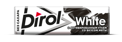 Dirol White - Жевательная резинка без сахара с углем растительным и вкусом мяты, 13.6г