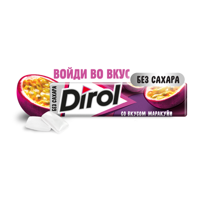 Жевательная резинка DIROL Маракуйя без сахара со вкусом маракуйи, 13.6г