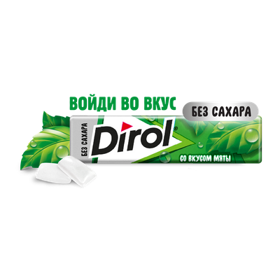 Жевательная резинка DIROL Мята без сахара с мятным вкусом, 13.6г