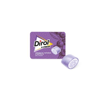 Жевательная резинка DIROL X-FRESH Свежесть Черники и Цитруса без сахара со вкусом черники и цитрусовых фруктов, 16г