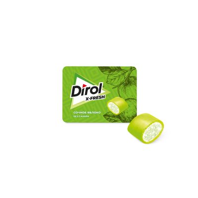 DIROL X-FRESH СОЧНОЕ ЯБЛОКО - ЖЕВАТЕЛЬНАЯ РЕЗИНКА БЕЗ САХАРА СО ВКУСОМ ЯБЛОКА 16г