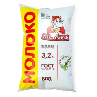 Молоко Пестравка 3,2% фин-пак 800г