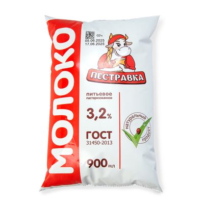 Молоко Пестравка 3,2% фин-пак 924г