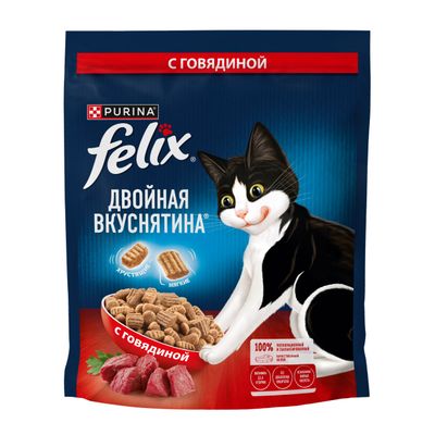 Сухой корм Феликс Двойная Вкуснятина С говядиной 600г