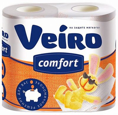 Туалетная бумага VEIRO Comfort 4шт 2сл с рисунком
