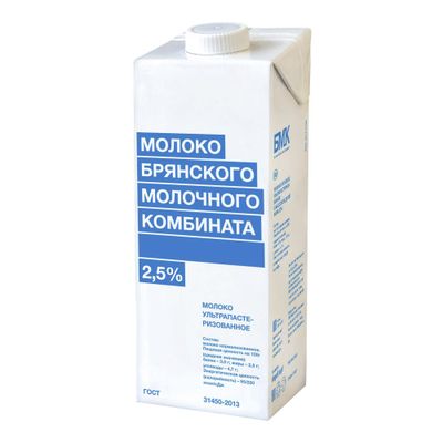 Молоко ультрапастеризованное 2,5% БМК 1000 мл, ТВА edge (12 шт)