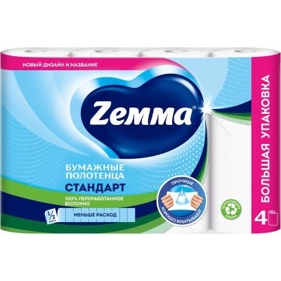 Бумажные полотенца ZEMMA 4шт 2сл Стандарт